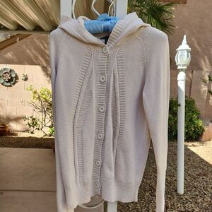 Women's Large Cream Hooded Calvin Klein Hooded Sweater